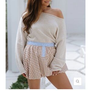 Stylish Blue and White Gingham Bubble Skirt